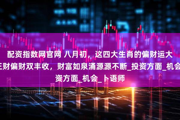 配资指数网官网 八月初，这四大生肖的偏财运大爆发，正财偏财双丰收，财富如泉涌源源不断_投资方面_机会_卜语师